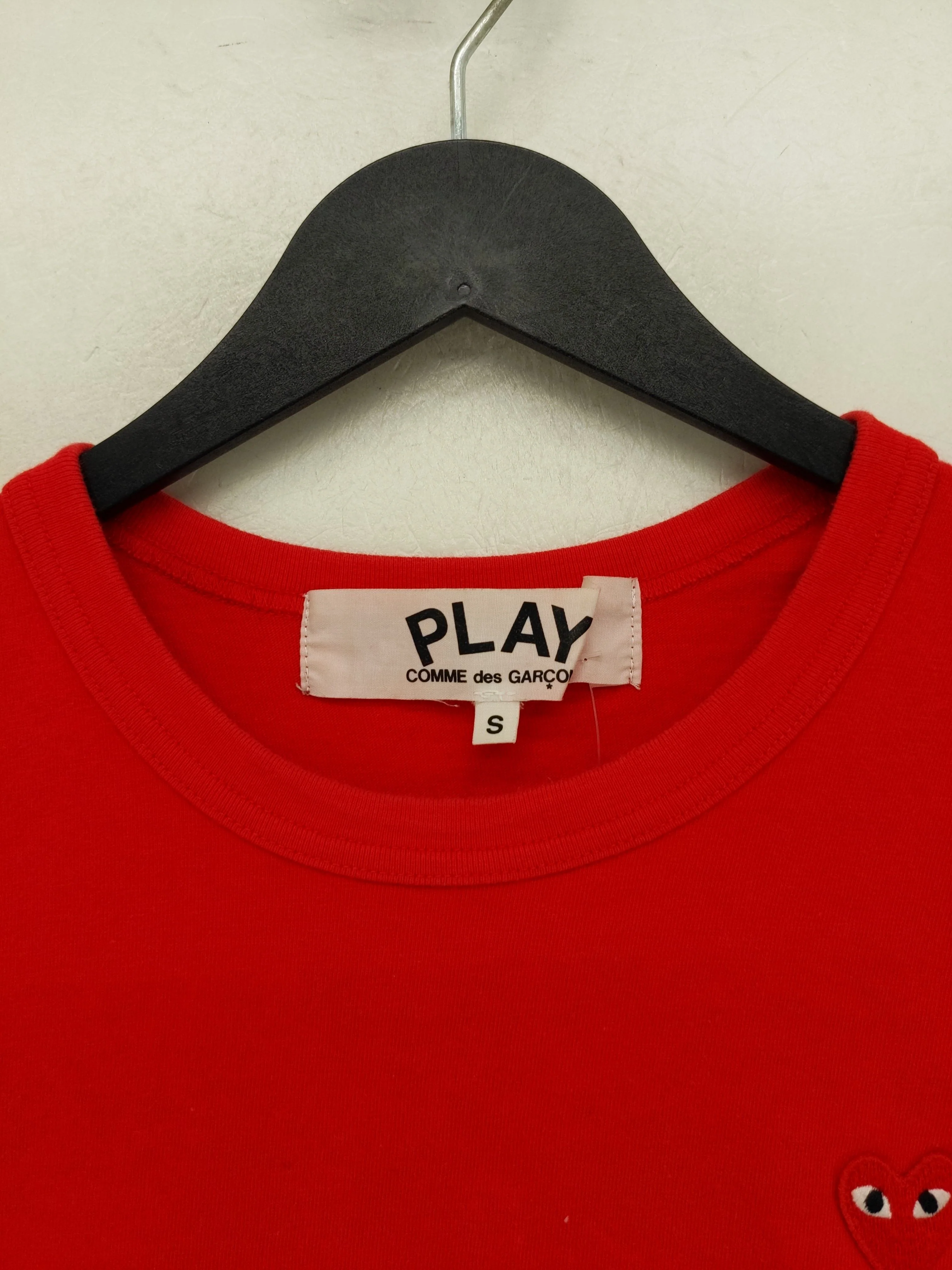 Comme Des Garçons Women's T-Shirt S Red 100% Cotton Short Sleeve Crew Neck Basic - Image 3