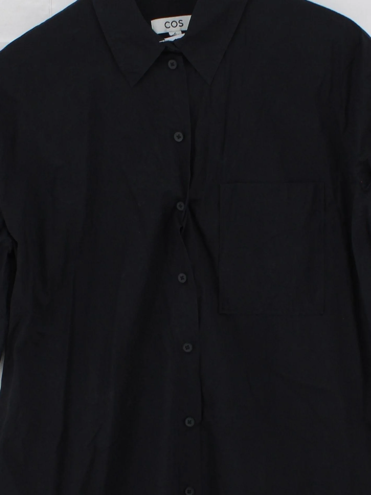 COS Women's Shirt UK 10 Black 100% Cotton Short Sleeve Collared Basic - Image 3