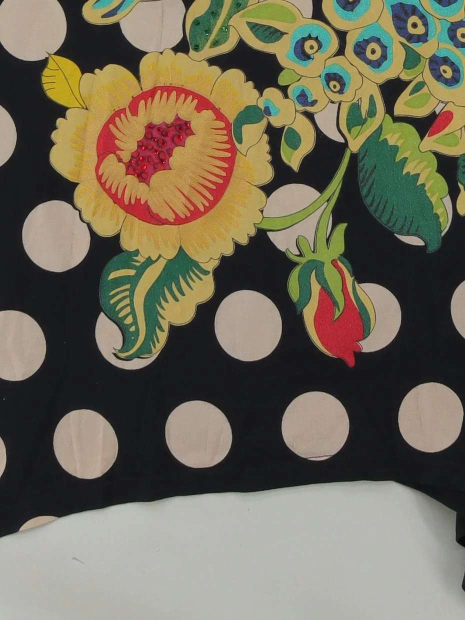 Desigual Women's Top XL Black Floral 100% Cotton Long Sleeve Round Neck Tunic - Image 4