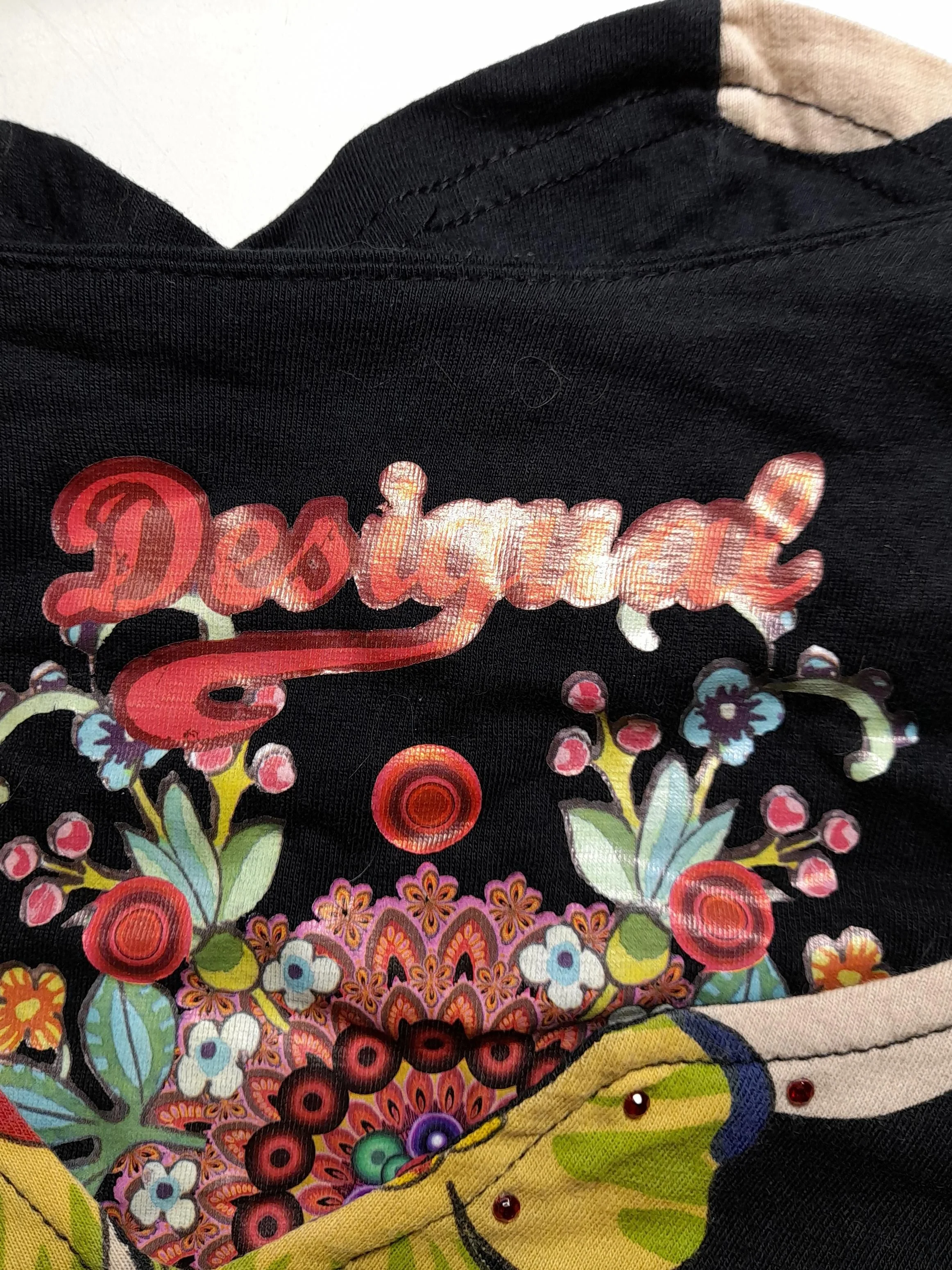 Desigual Women's Top XL Black Floral 100% Cotton Long Sleeve Round Neck Tunic - Image 5