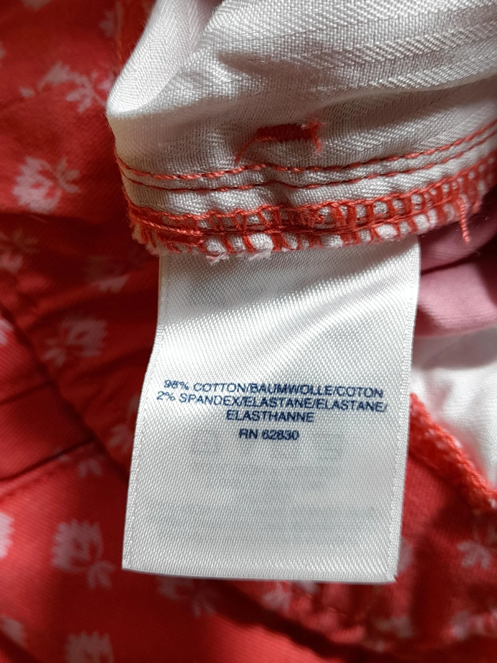 Lands End Women's Trousers UK 16 Pink Floral Cotton with Elastane Straight Capri - Image 6