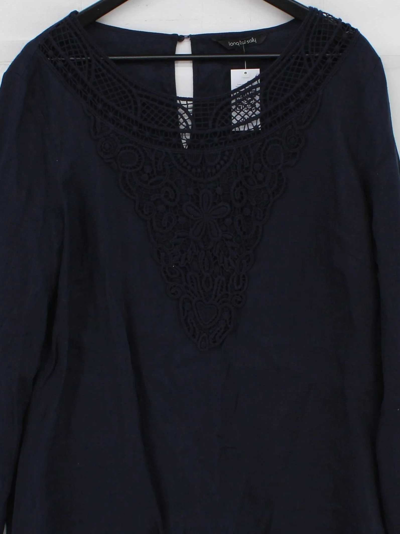 LTS - Long Tall Sally Women's Blouse M Blue 100% Linen 3/4 Sleeve V-Neck Basic - Image 3