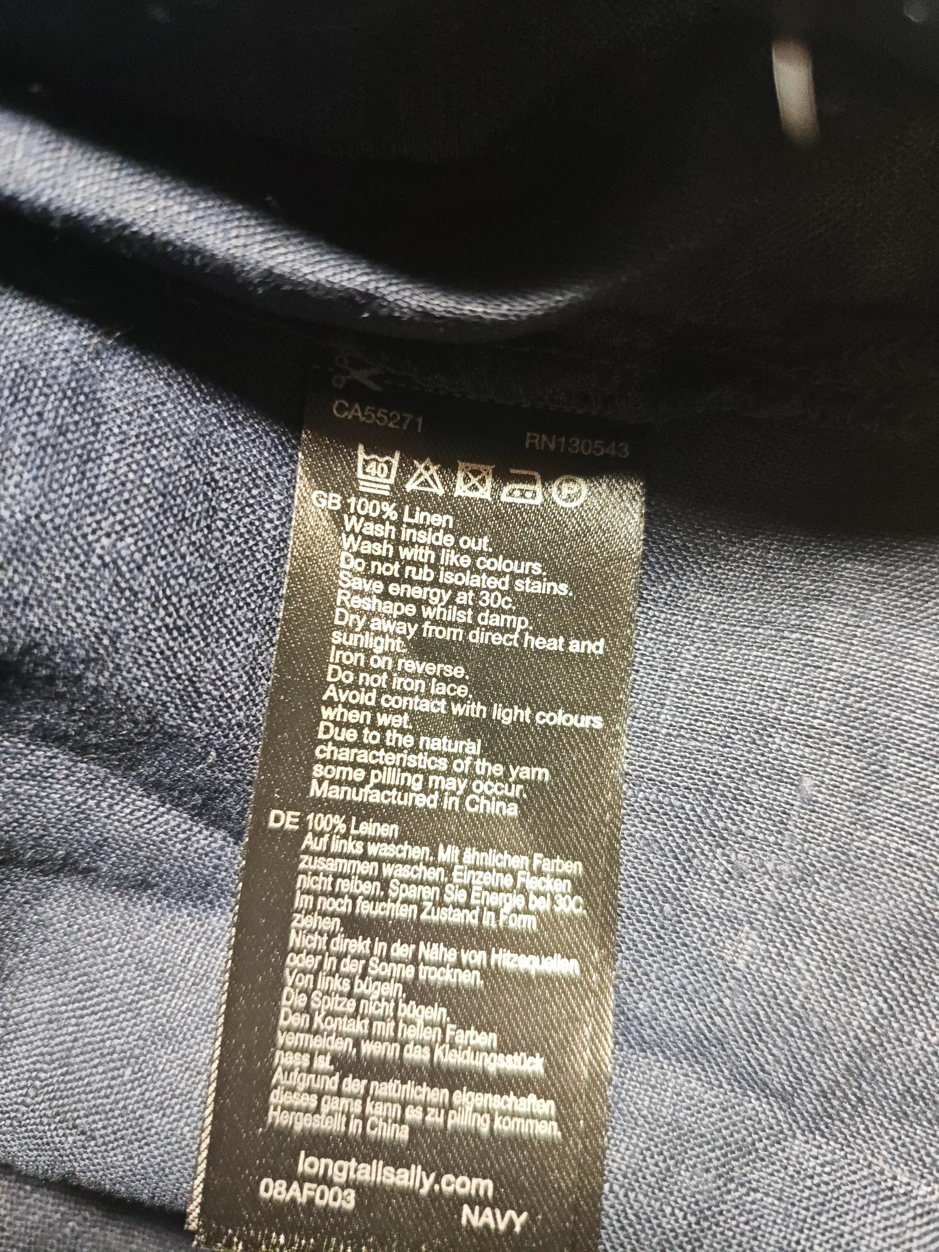 LTS - Long Tall Sally Women's Blouse M Blue 100% Linen 3/4 Sleeve V-Neck Basic - Image 6