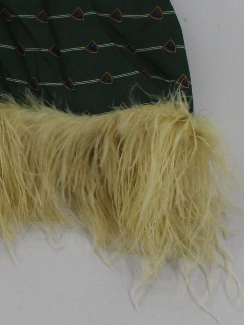 Maison Marcelle Women's Top M Green Silk with Animal Fur Basic New with tags - Image 4