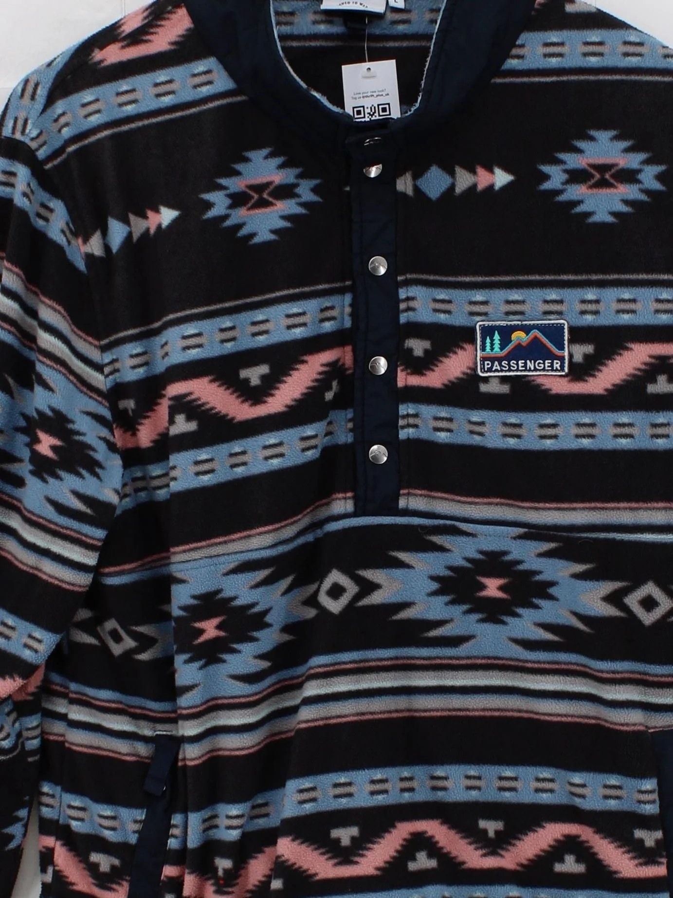 Passenger Men's Hoodie L Multi Geometric 100% Polyester Pullover - Image 3