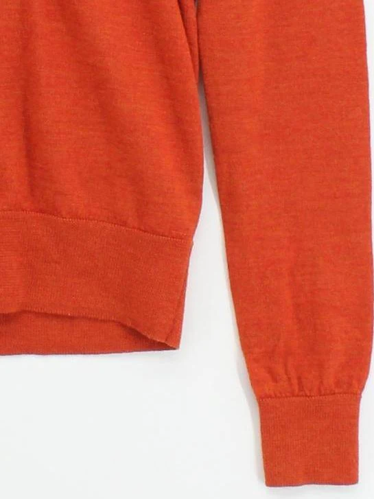 Ralph Lauren Men's Jumper S Orange 100% Wool V-Neck Pullover - Image 4