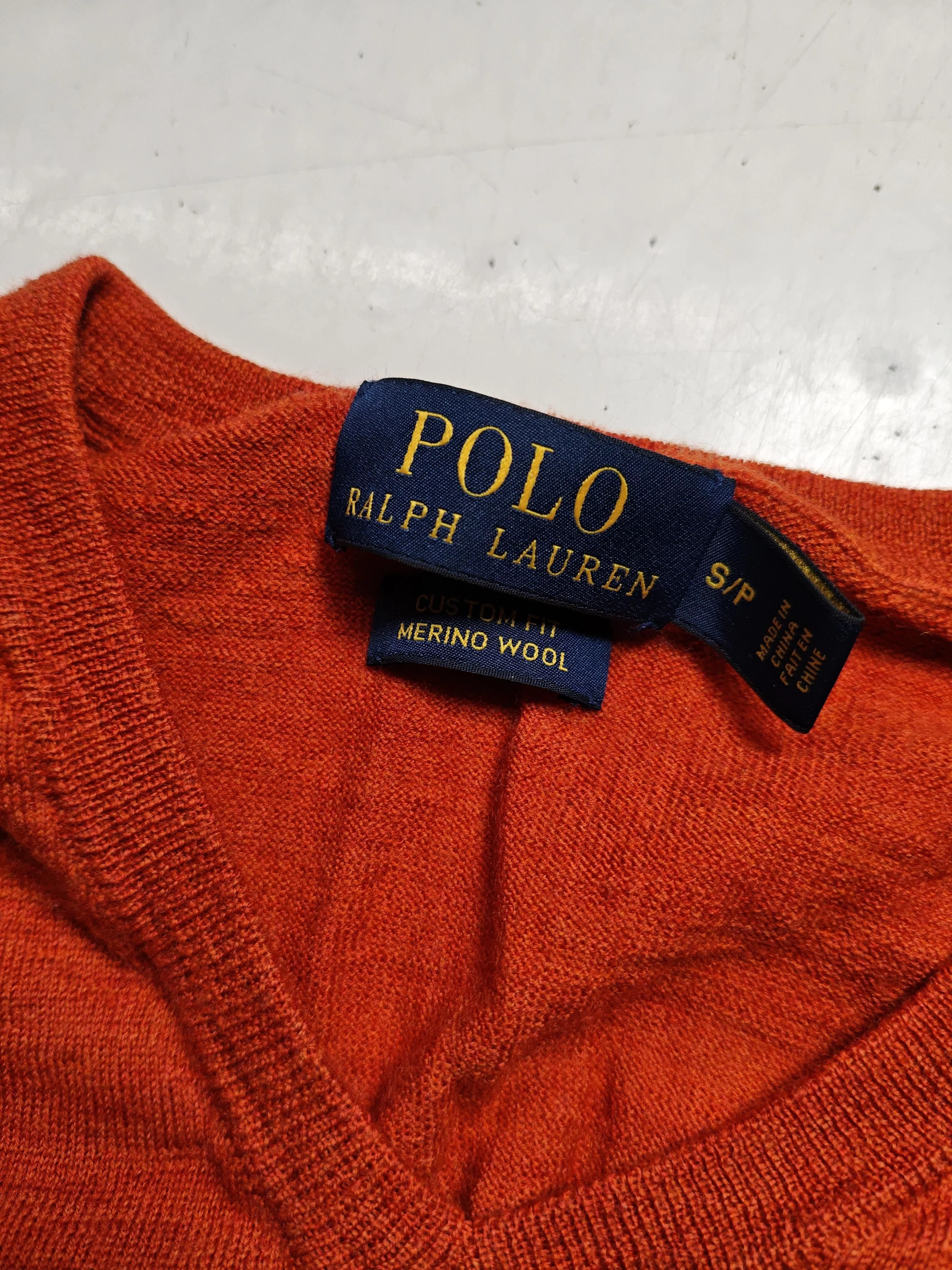 Ralph Lauren Men's Jumper S Orange 100% Wool V-Neck Pullover - Image 5