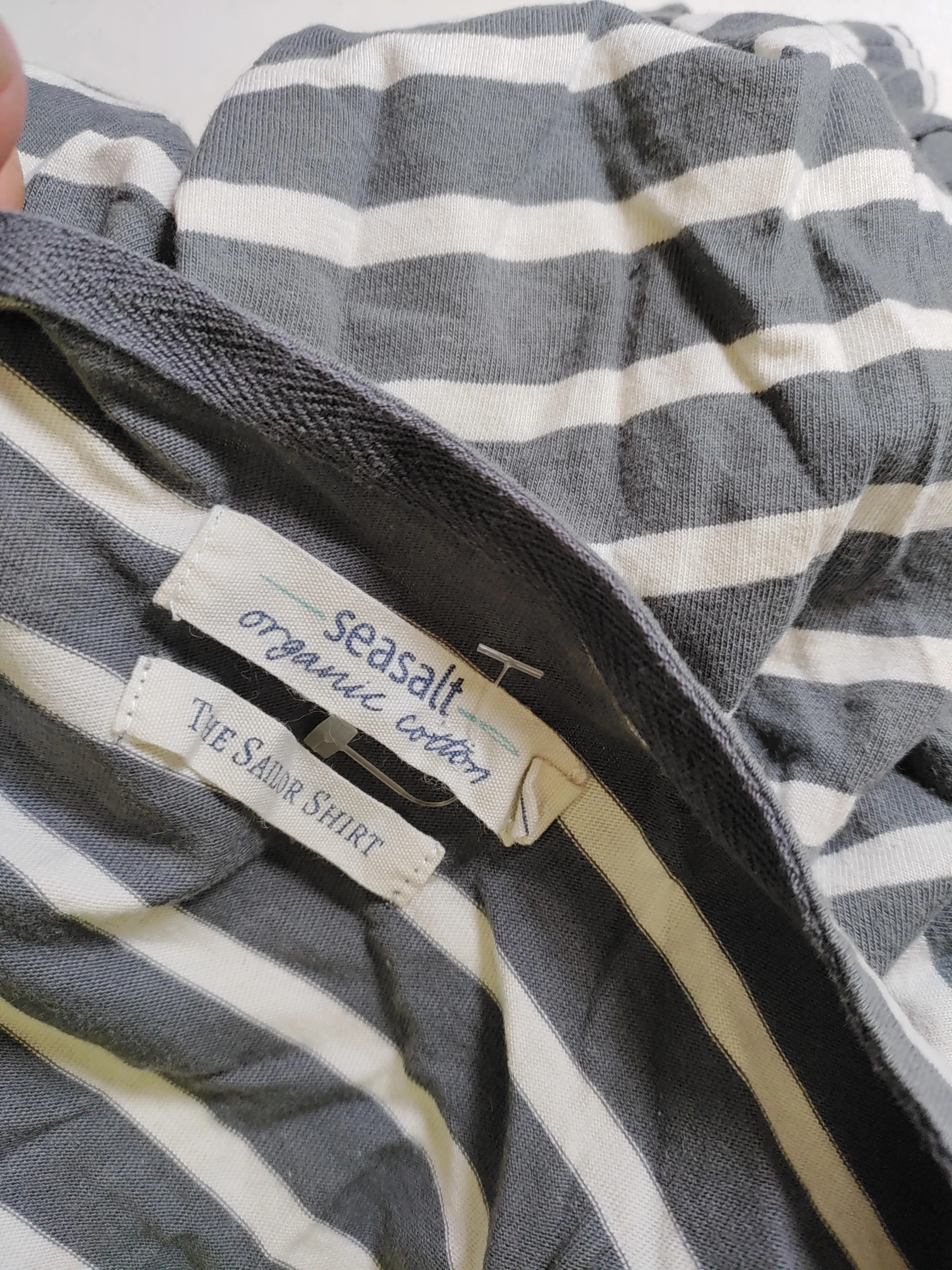 Seasalt Men's T-Shirt L Grey Striped 100% Cotton Basic - Image 6