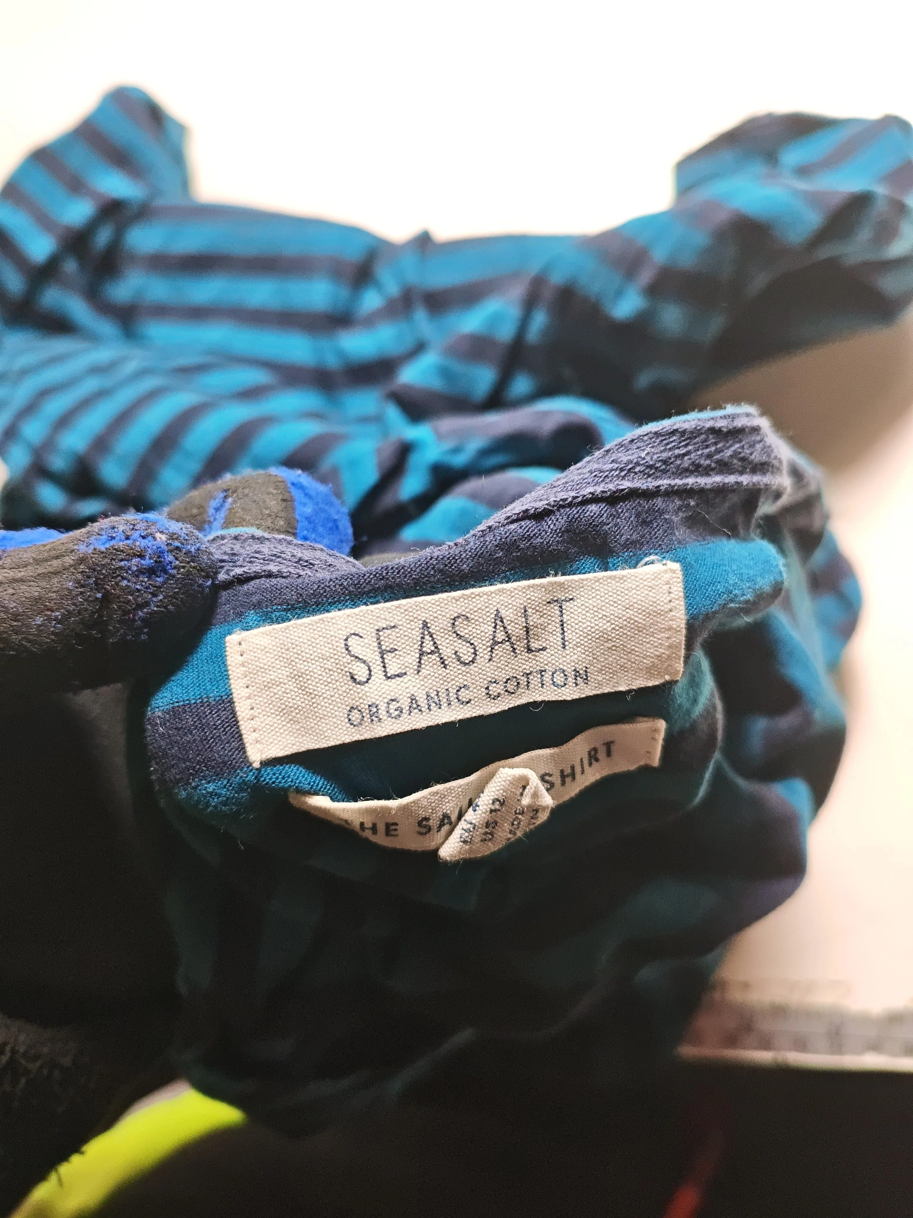 Seasalt Women's T-Shirt L Blue Striped 100% Cotton Short Sleeve Round Neck Basic - Image 5