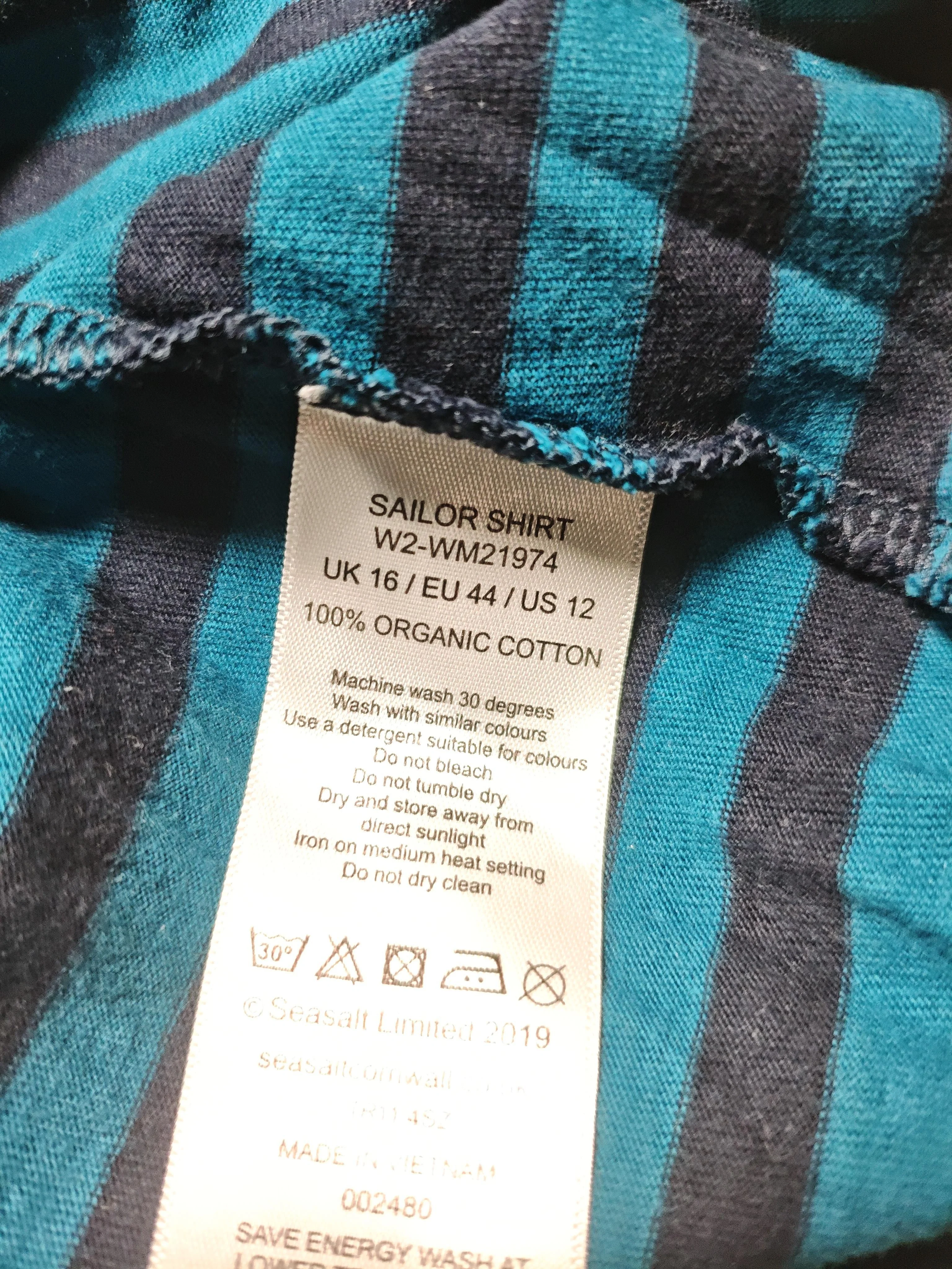 Seasalt Women's T-Shirt L Blue Striped 100% Cotton Short Sleeve Round Neck Basic - Image 6