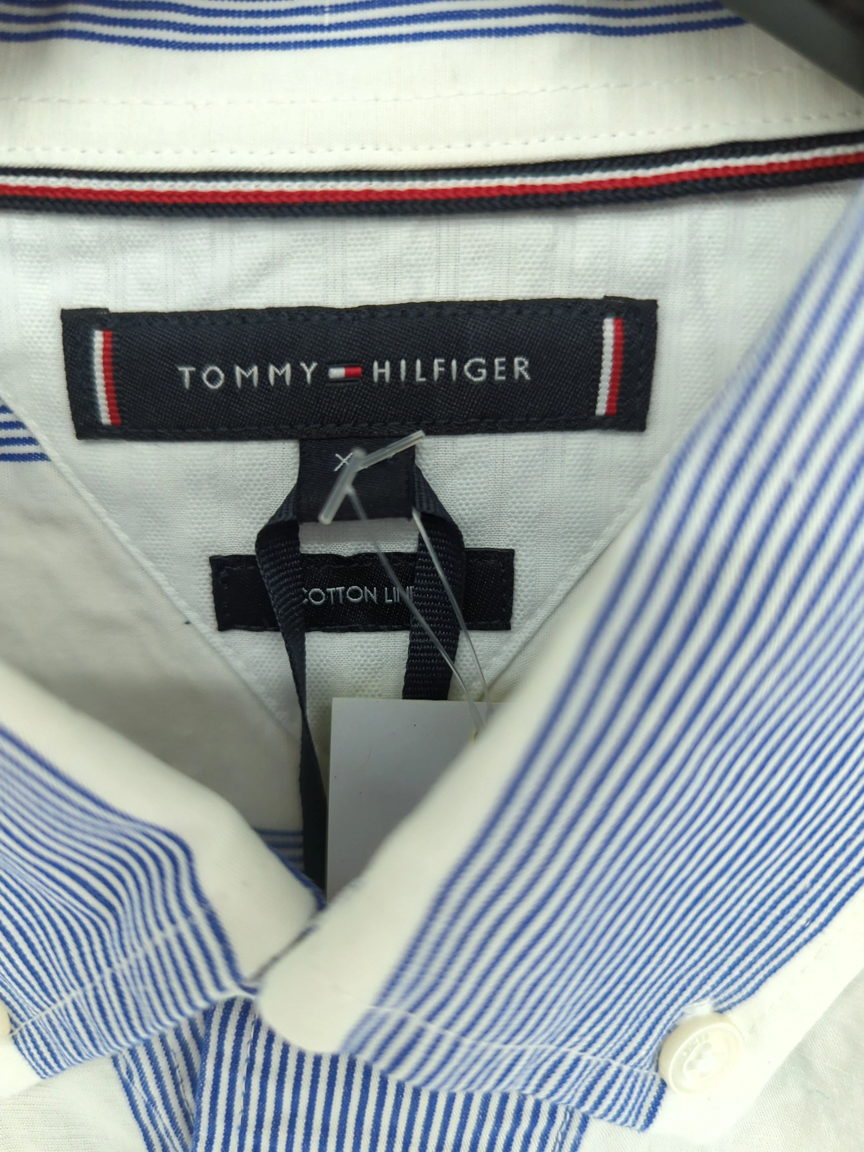 Tommy Hilfiger Men's Shirt XL Blue Striped Cotton with Linen Basic New with tags - Image 5