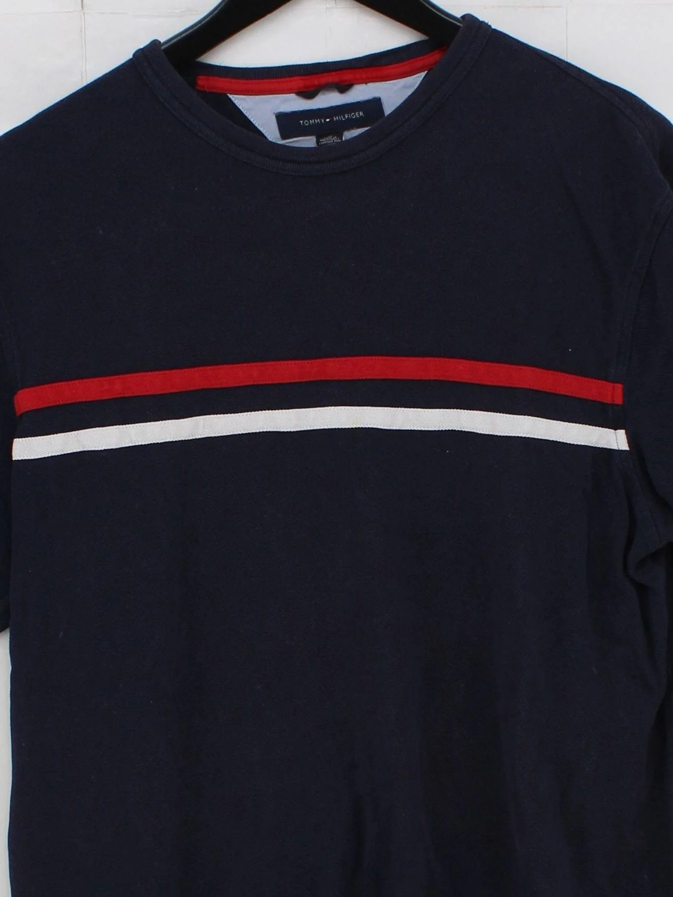 Tommy Hilfiger Men's T-Shirt M Blue Striped 100% Cotton Basic - Image 3