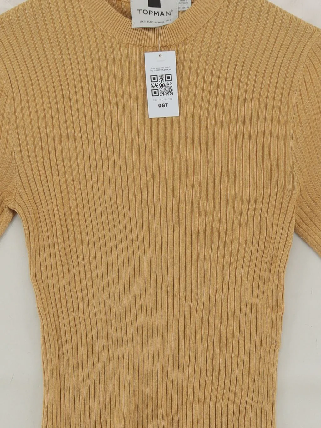 Topman Men's T-Shirt S Tan 100% Cotton Basic - Image 3