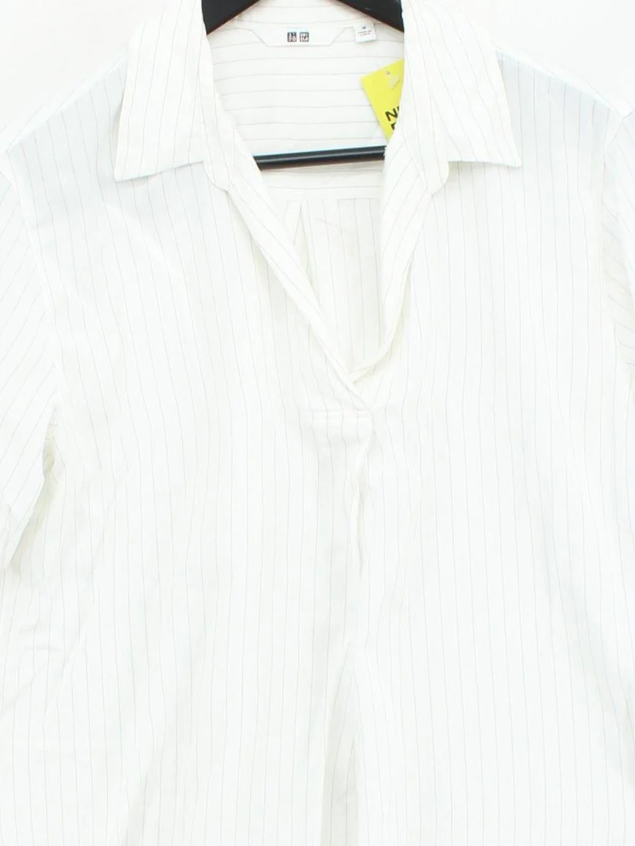 Uniqlo Women's Shirt M White Viscose with Polyester Basic - Image 3