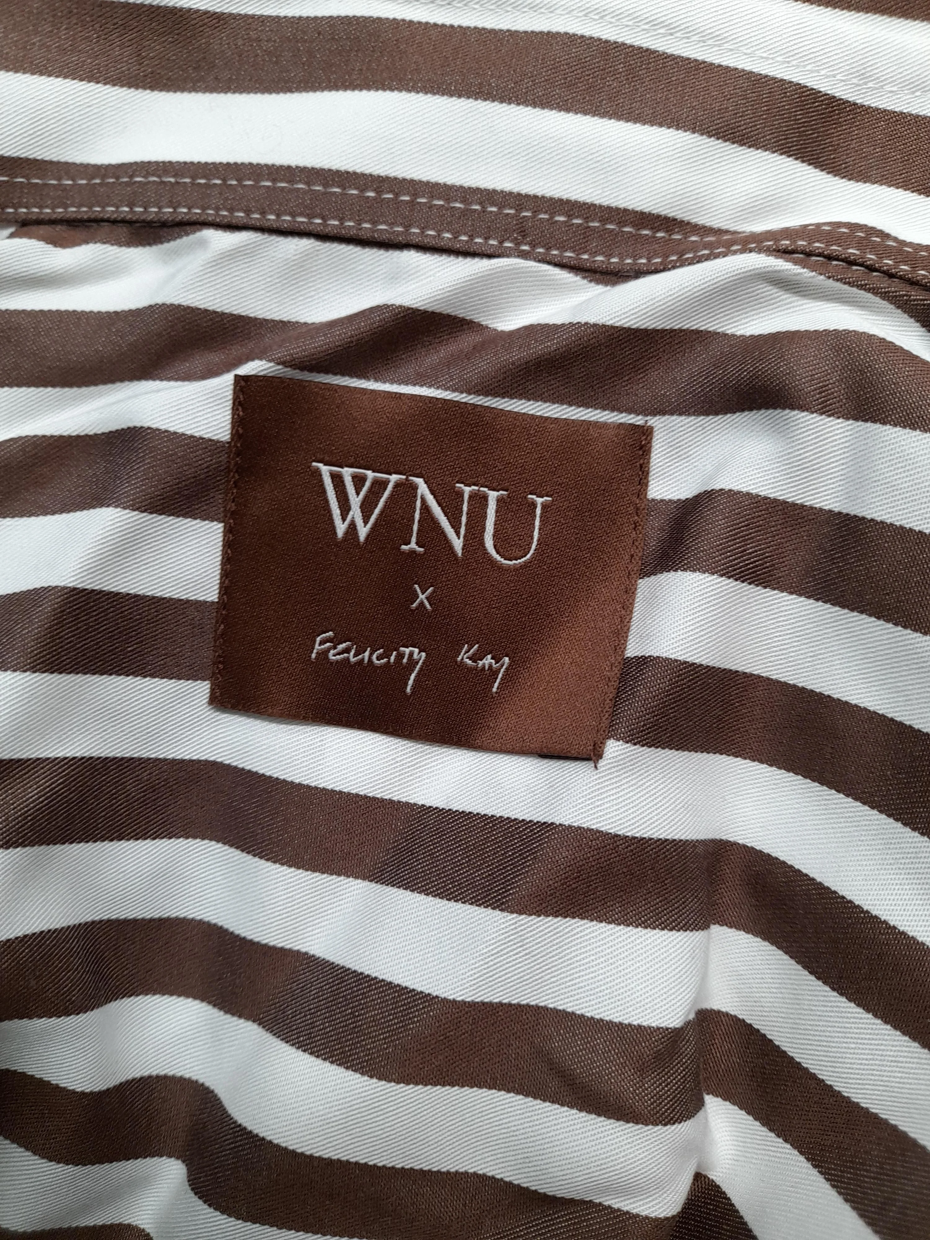 WNU Men's Shirt M Brown Striped 100% Lyocell Modal Basic - Image 5